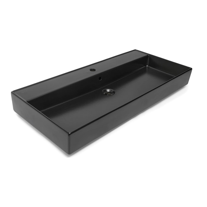 Vasque à poser 100,4 x 46,5 cm - noir mat - sans trop-plein - Infinitio SAT