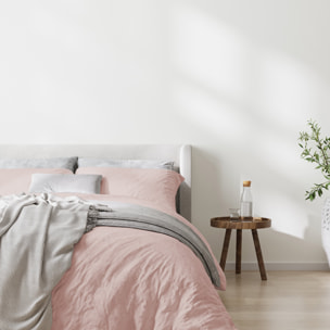 Parure housse de couette 100% coton lavé rose - Drift