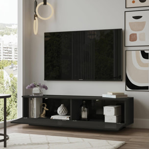 Mobile porta TV Dpoloni, Credenza da soggiorno, Armadio basso per TV, Base parete attrezzata, 140x36h38 cm, Nero