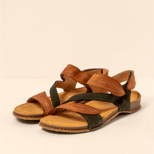 Sandalias N5810S NOBUCK LAVADO KAKI-CUERO/ PANGLAO color Kaki-cuero