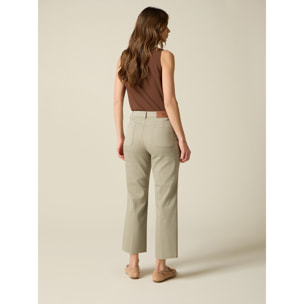 Oltre - Pantaloni cropped in drill misto cotone - Verde