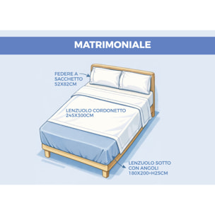 Completo Lenzuola in Flanella Morbida e Calda Made In Italy disegno Cuori Tirolese