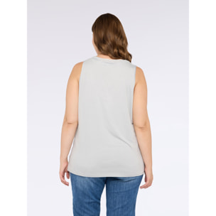 Fiorella Rubino - Top bimaterial con escote en V - Gris