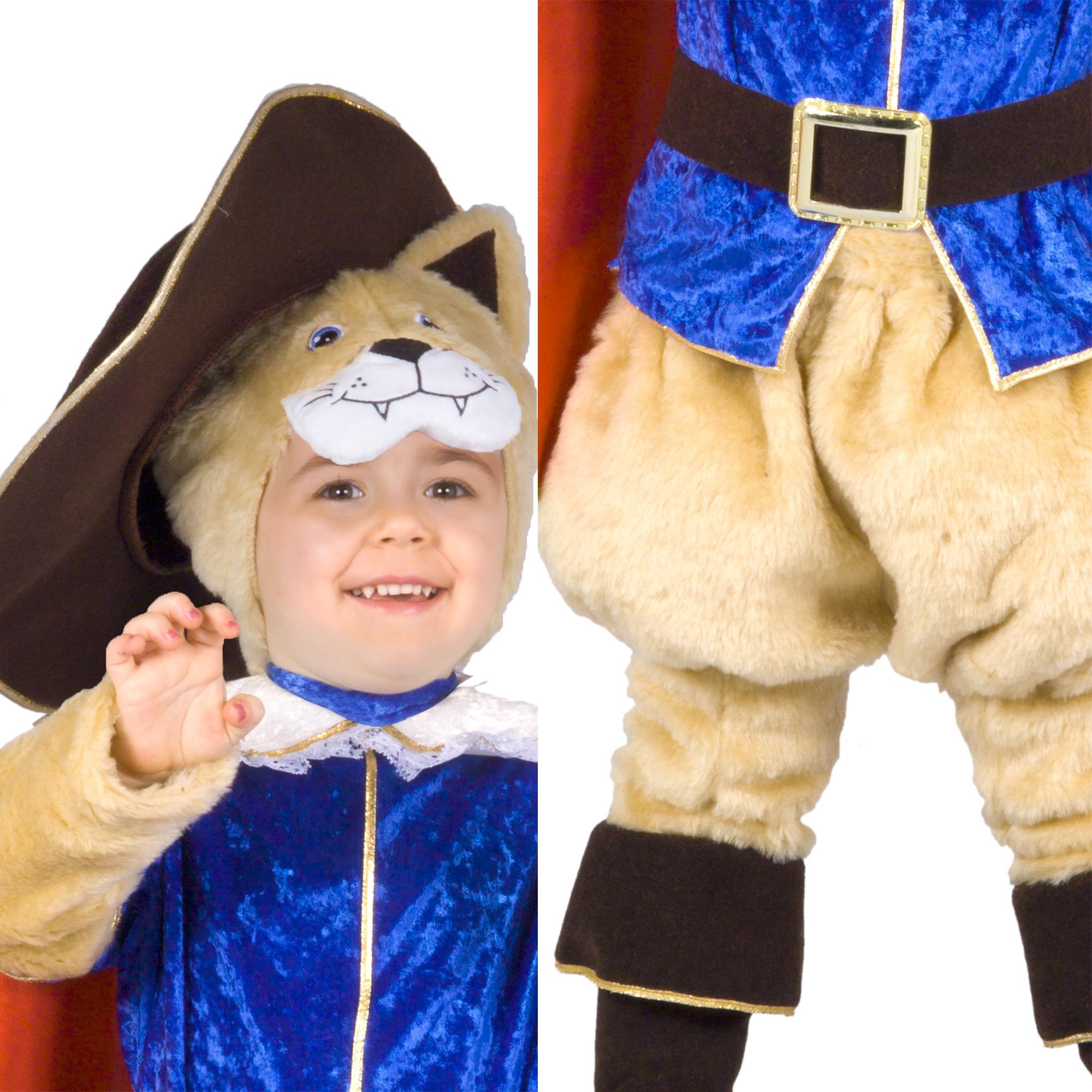 Costume Carnevale Gatto Con Gli Stivali Blu Rosso Bambino