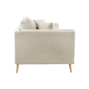 Canapé scandinave 2 places en tissu beige naturel et bois clair VOGUE