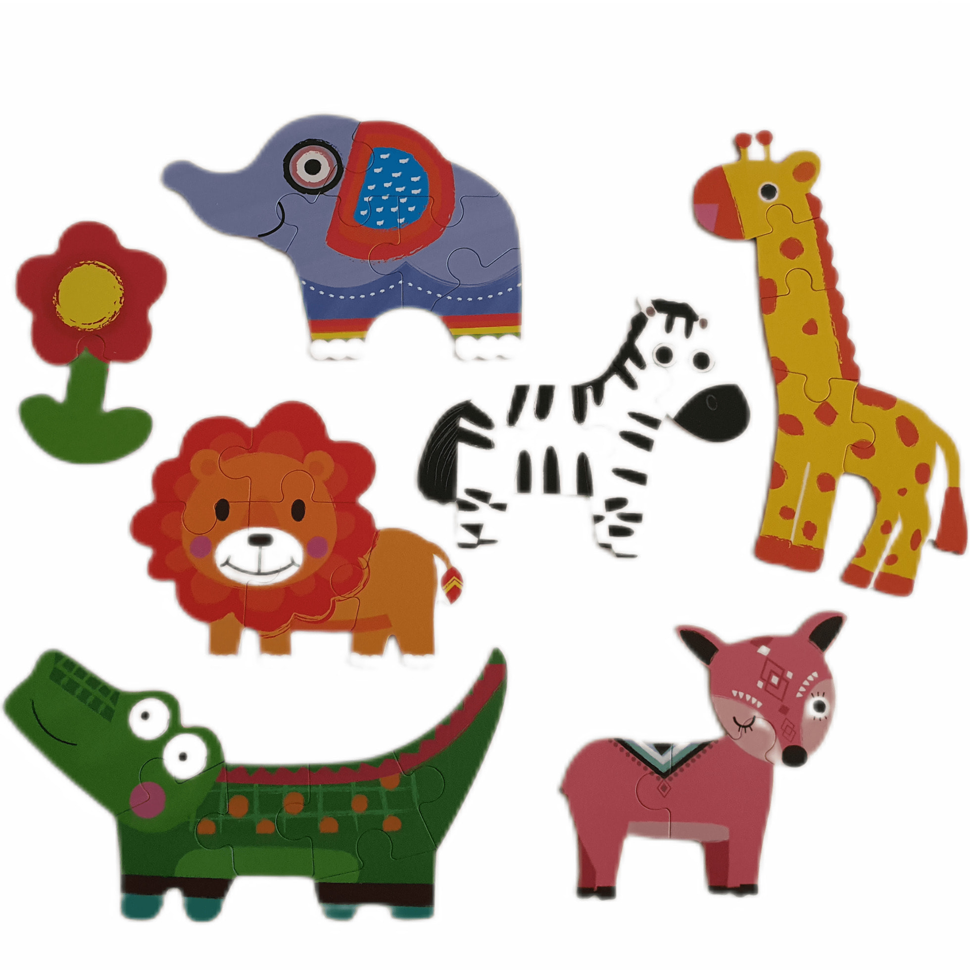 PUZLES MÚLTIPLES 6 EN 1: ANIMALES DE LA SELVA 3 a 6pcs/puzle (CAJA METÁLICA)