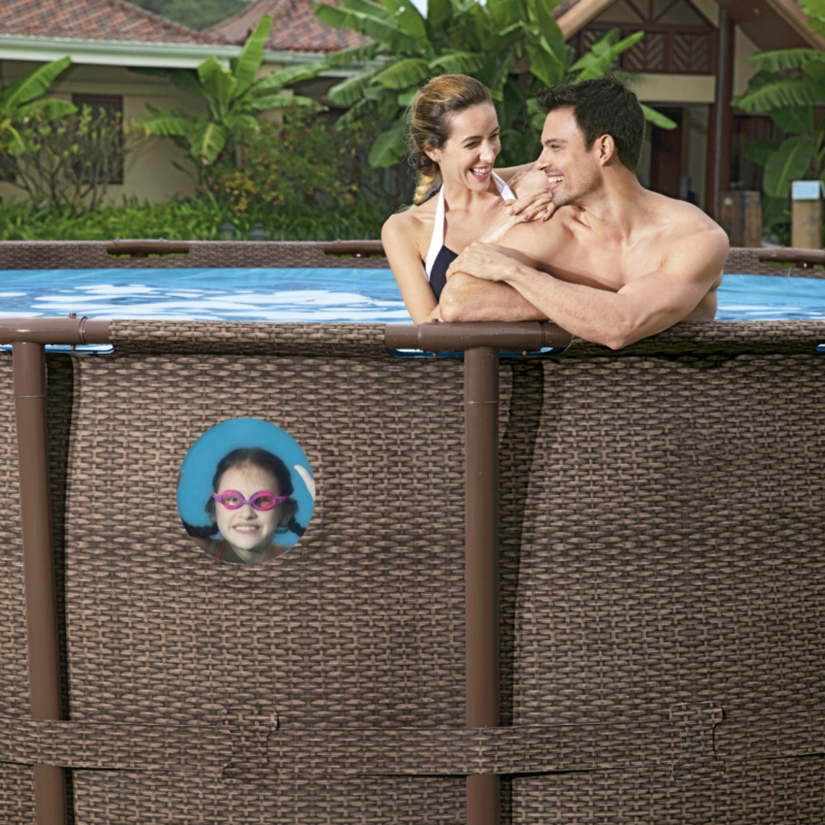 Bestway Piscine hors sol tubulaire ronde Bestway Power Steel Swim Vista II 549 x 122 cm décor bois