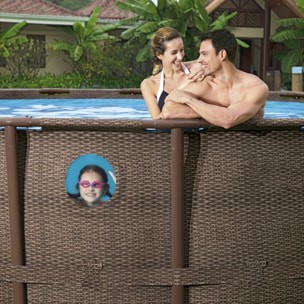 Bestway Piscine hors sol tubulaire ronde Bestway Power Steel Swim Vista II 549 x 122 cm décor bois