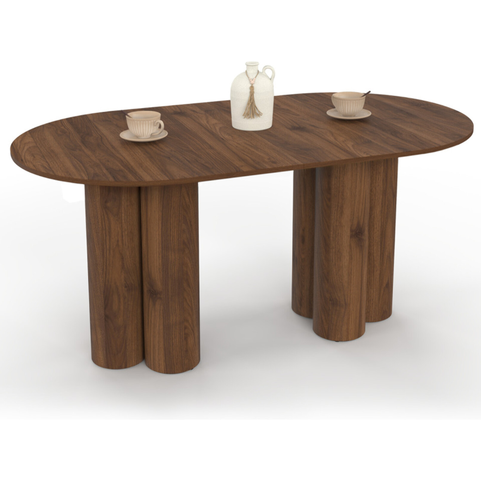 Table à manger ronde extensible Olympia effet noyer Ø160-200cm