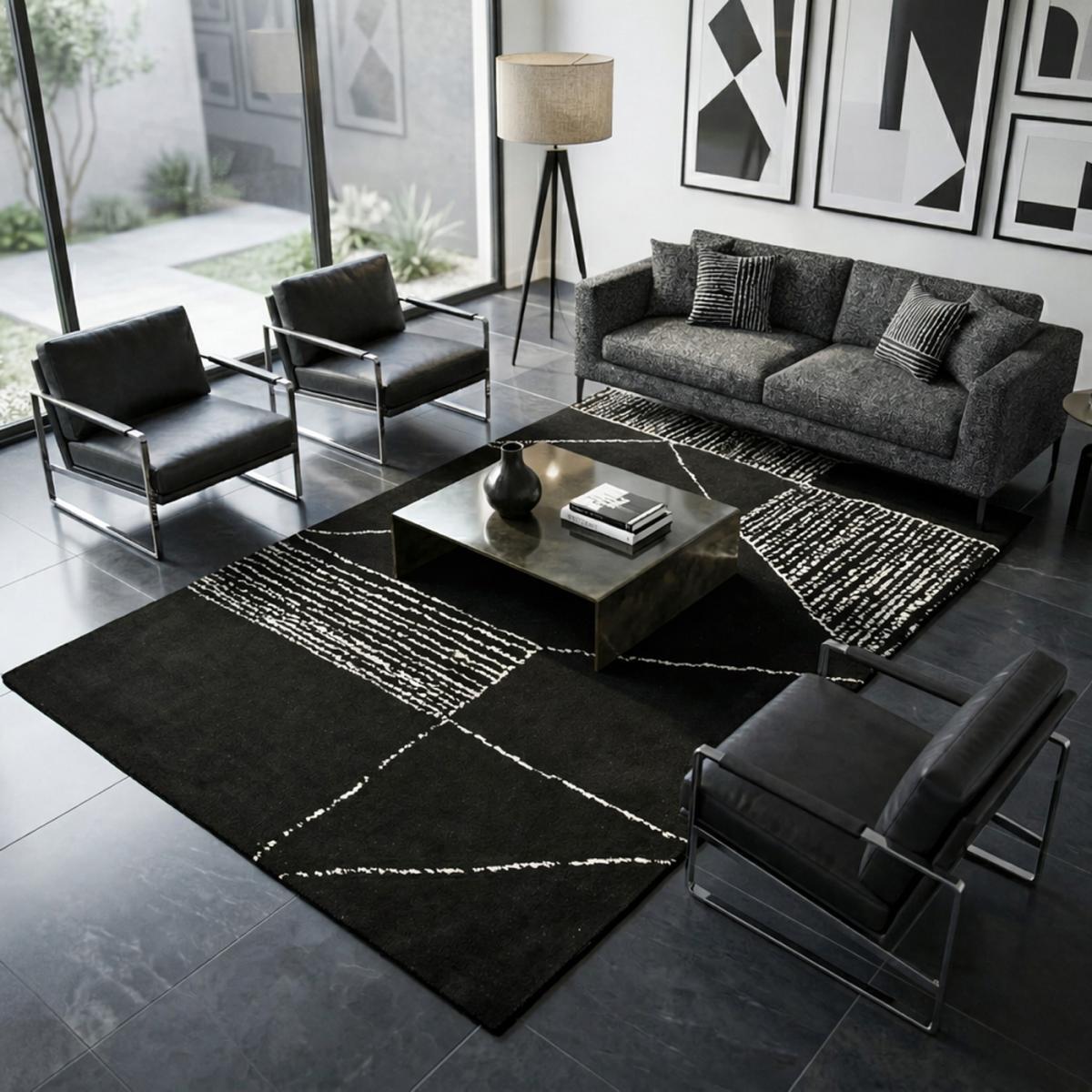 Tapis tufté à la main aux motifs géométriques