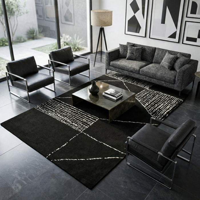 Tapis tufté à la main aux motifs géométriques