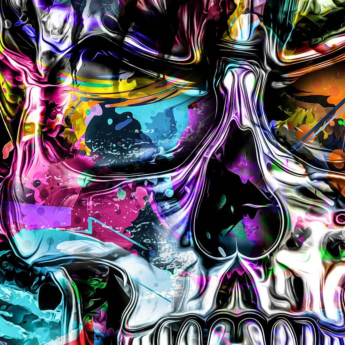 Affiche encadrée crâne artistique pop art Affiche + cadre en métal - Noir