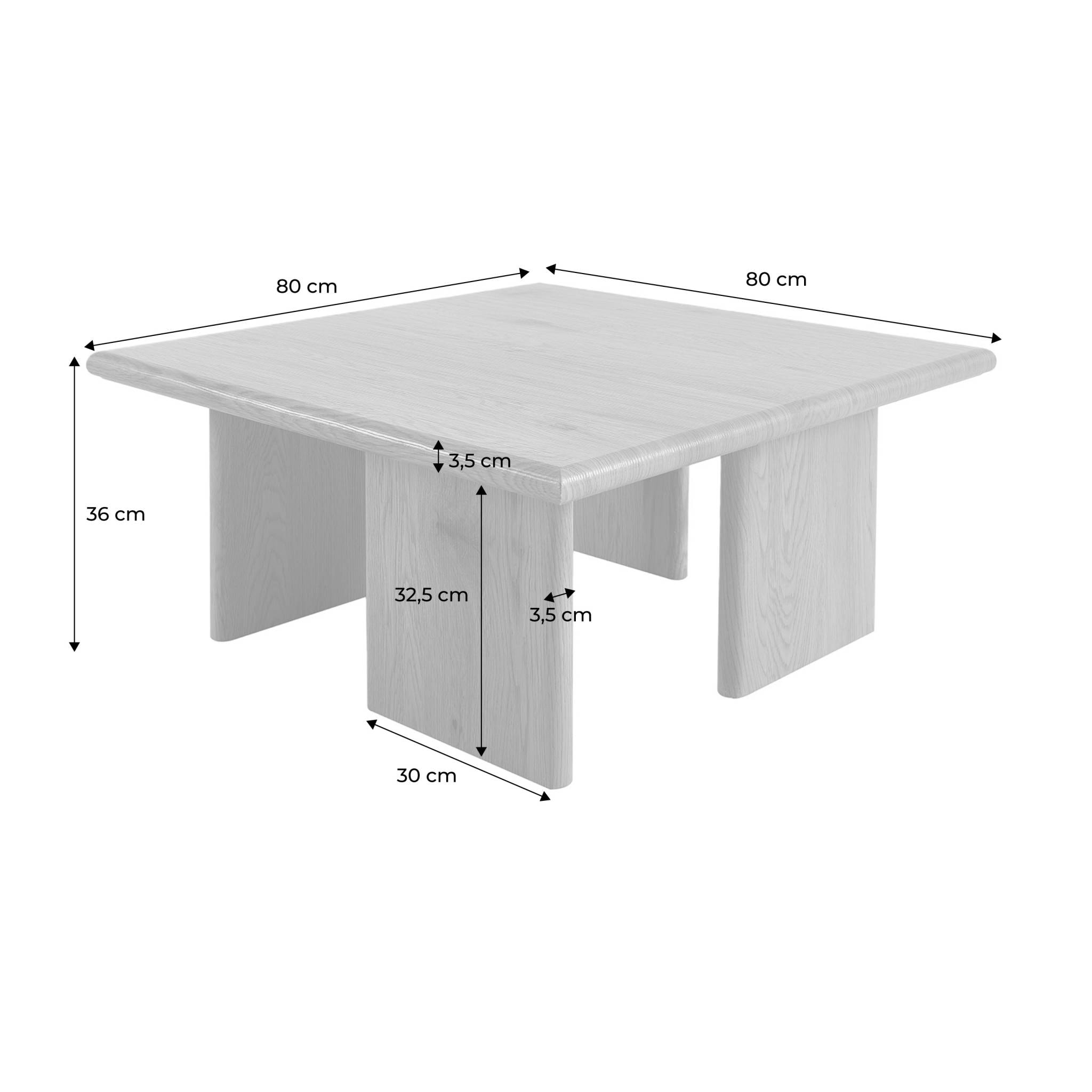 Table basse carré effet travertin 80 x 80cm