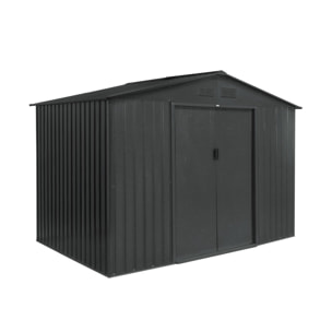 Abri de jardin en métal - FERRAIN 5.29m² gris anthracite - Cabane à outils avec deux grandes portes coulissantes. kit de fixation sol inclus. maison de rangement. remise