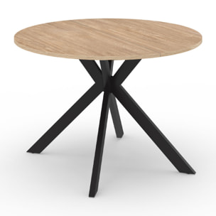 Table à manger ronde extensible Spider Ø110-200cm bois et noir