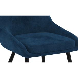 Chaises Olivia velours bleu pieds métal - lot de 2