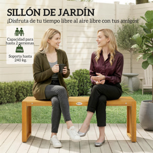 Banco de Jardín de Madera, 110 cm, Banco Exterior Rústico de 2 Plazas con Asiento de Listones, Carga 240 kg, para Patio, Porche, Parque, Balcón, Natural