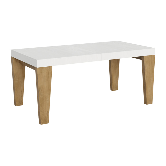 Mesa extensible 90x180/284 cm Spimbo Mix tapa Fresno Blanco patas Roble Natural