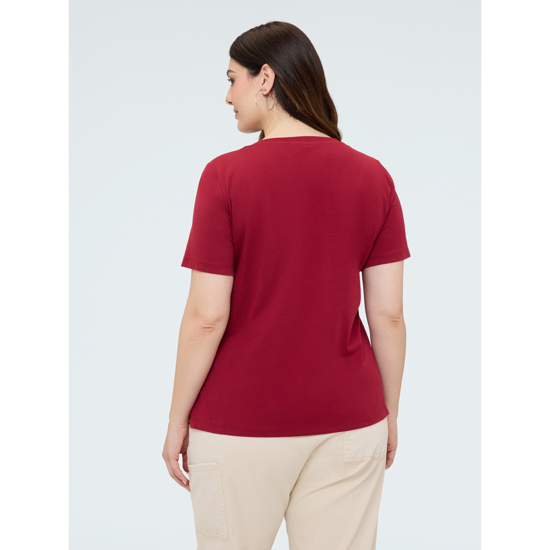 Fiorella Rubino - Camiseta de algodón con bolsillo de ganchillo y lentejuelas - Burgundy