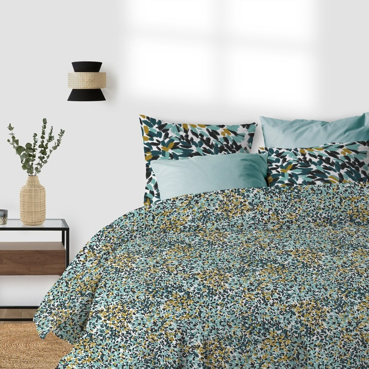 Parure De Couette 3pcs avec Taies oreiller 100% Coton Bio 57 Fils/cm2-telma