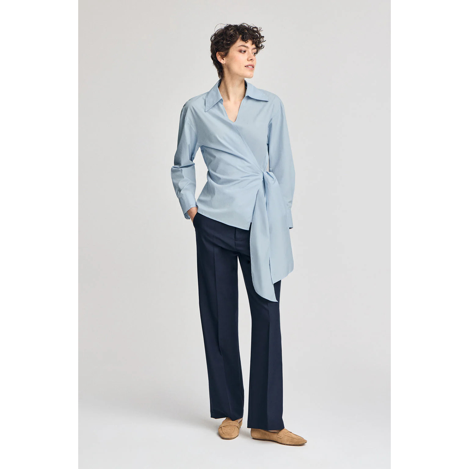 Camicia blu a doppio petto Meggan con dettagli Polo Club