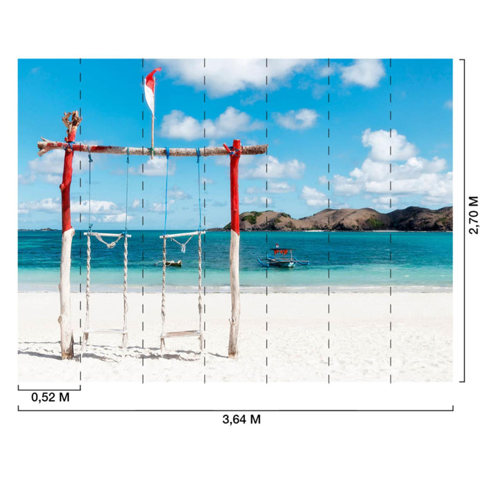 Papier peint panoramique balancoire sur la plage Intissé