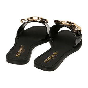 Zapatillas planas de charol negras