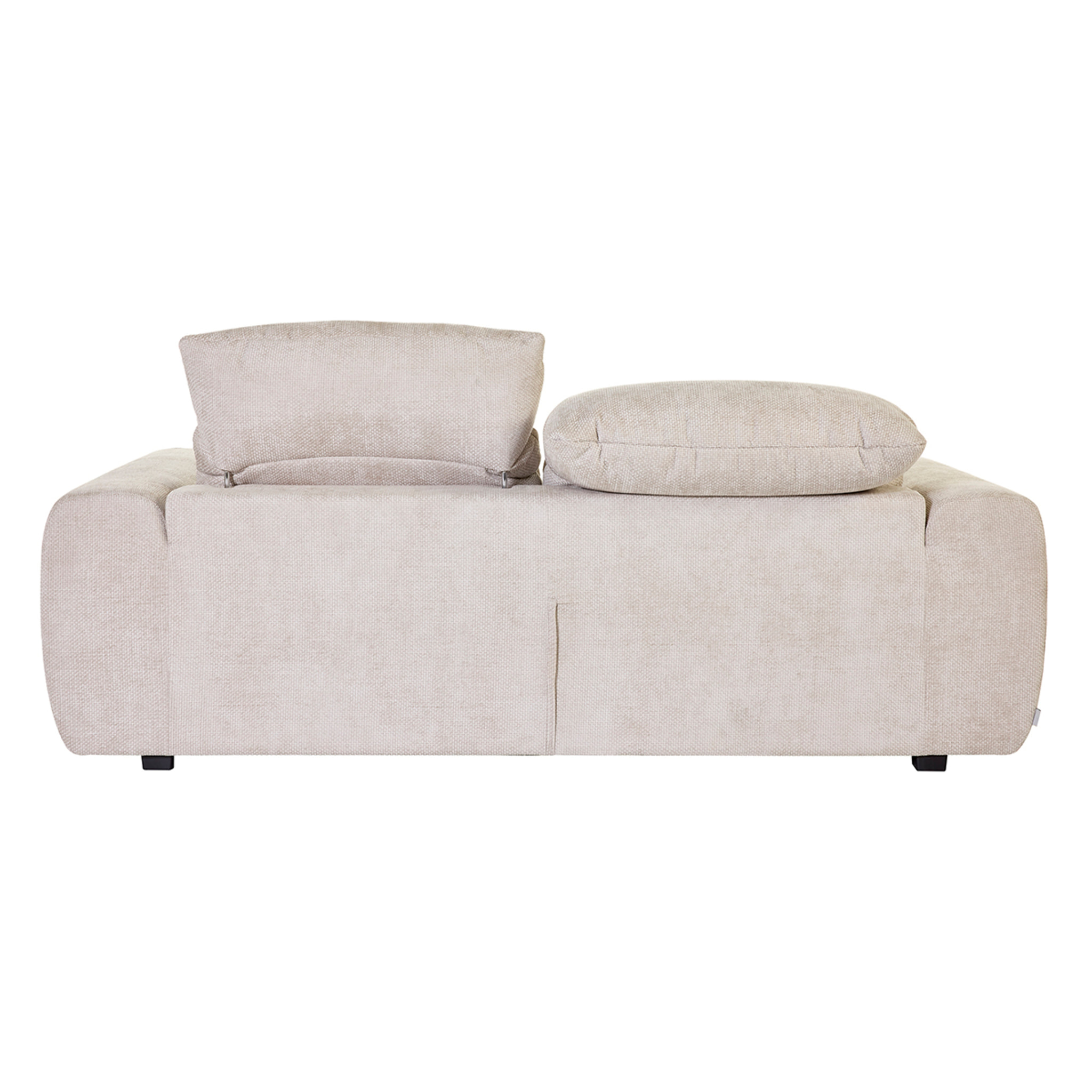 Canapé convertible avec têtières ajustables 3 places en tissu velours chenille beige NOAM