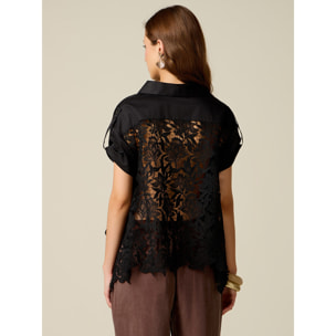 Oltre - Camicia con retro in pizzo - Nero