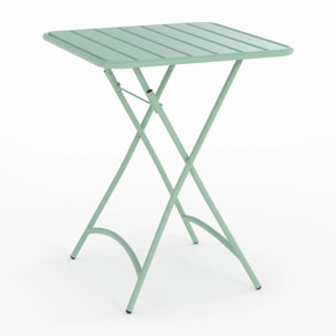 Table et chaises de jardin 2 personnes en métal vert - Yumi