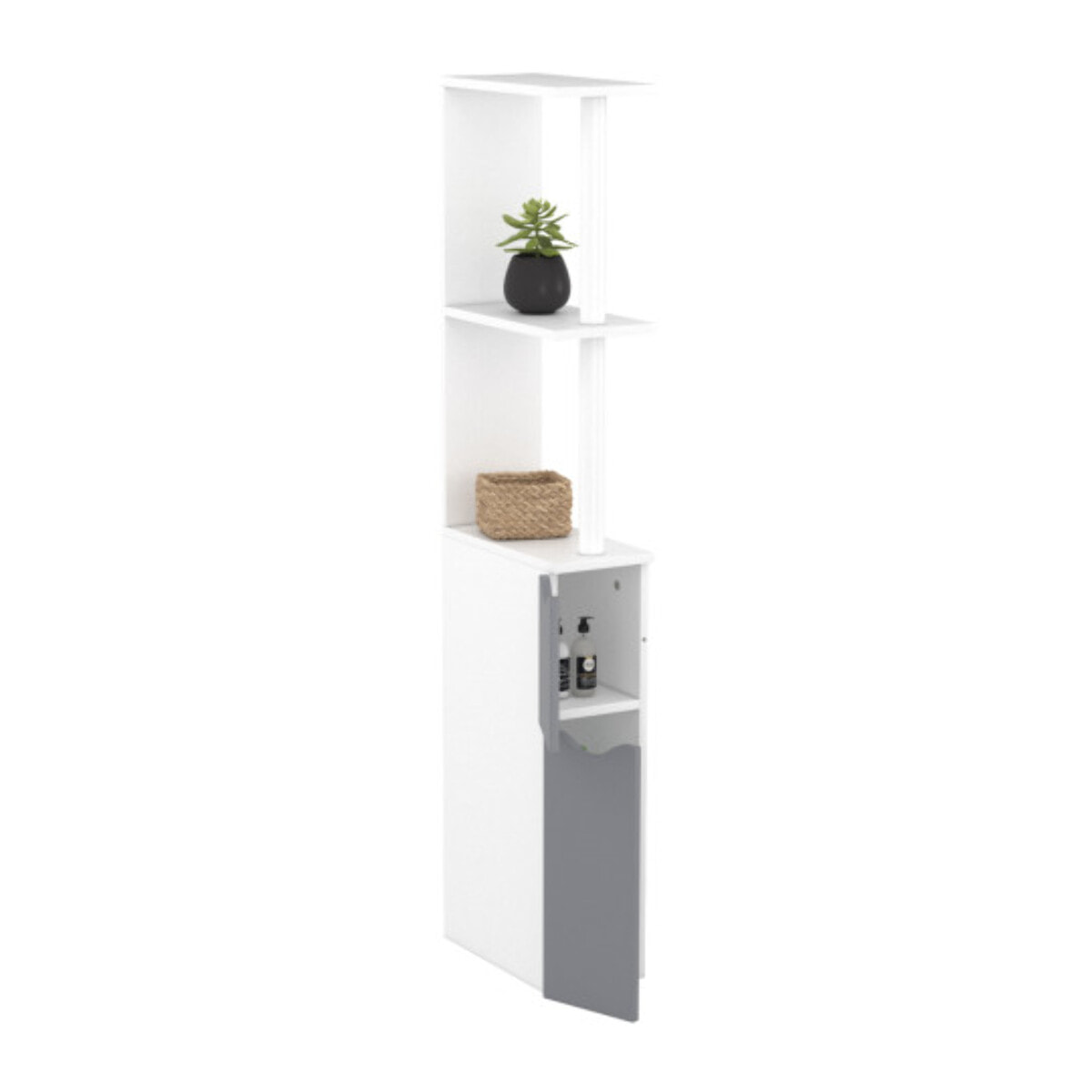 Colonne salle de bain blanche et grise 118cm