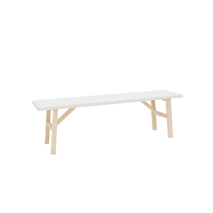 Banc en bois massif blanc en différentes tailles