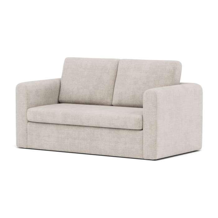 Marilia - Canapé 2 places convertible déplimousse en velours texturé - Beige