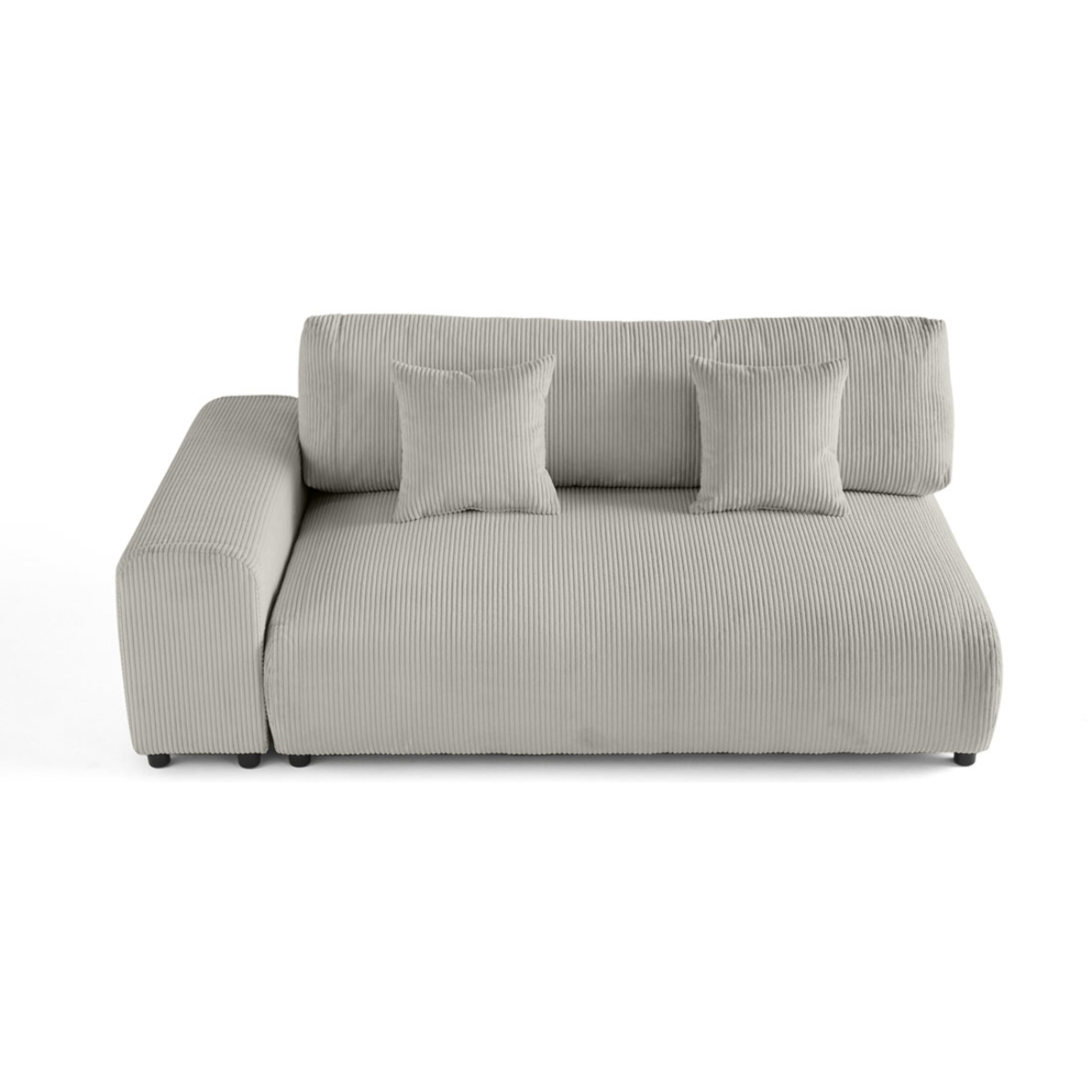 Garance - module d'assise 3 places avec accoudoir gauche - en velours côtelé - Gris clair