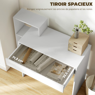 Bureau compact multi-rangement 100 x 40 x 90 cm blanc