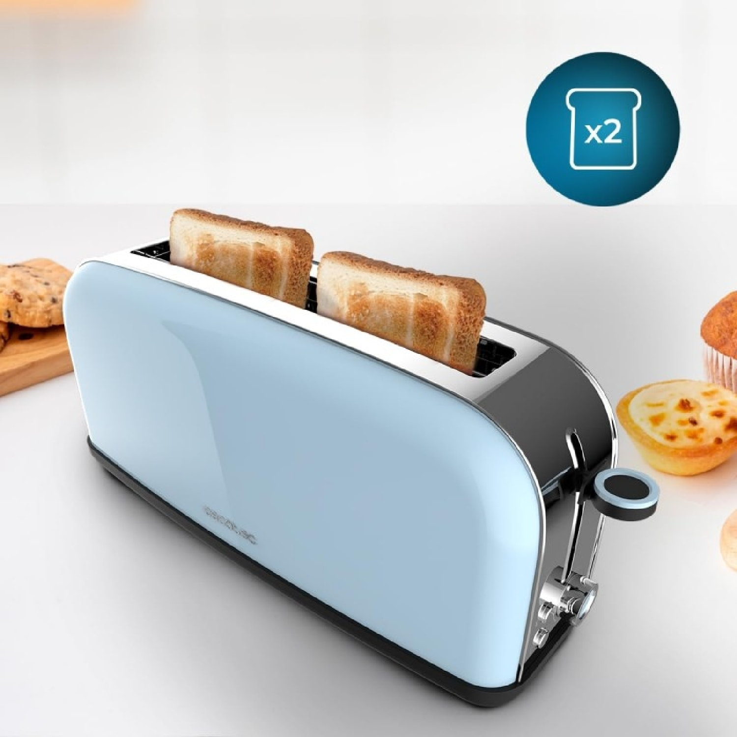 Cecotec Grille-pain vertical Toastin' time 850 Blue Long