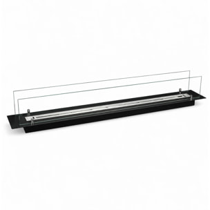 Bruciatore Per Camino A Bioetanolo 119x21x19,4 cm Da Incasso 2lt con Vetri in Cristallo e Acciaio Inox