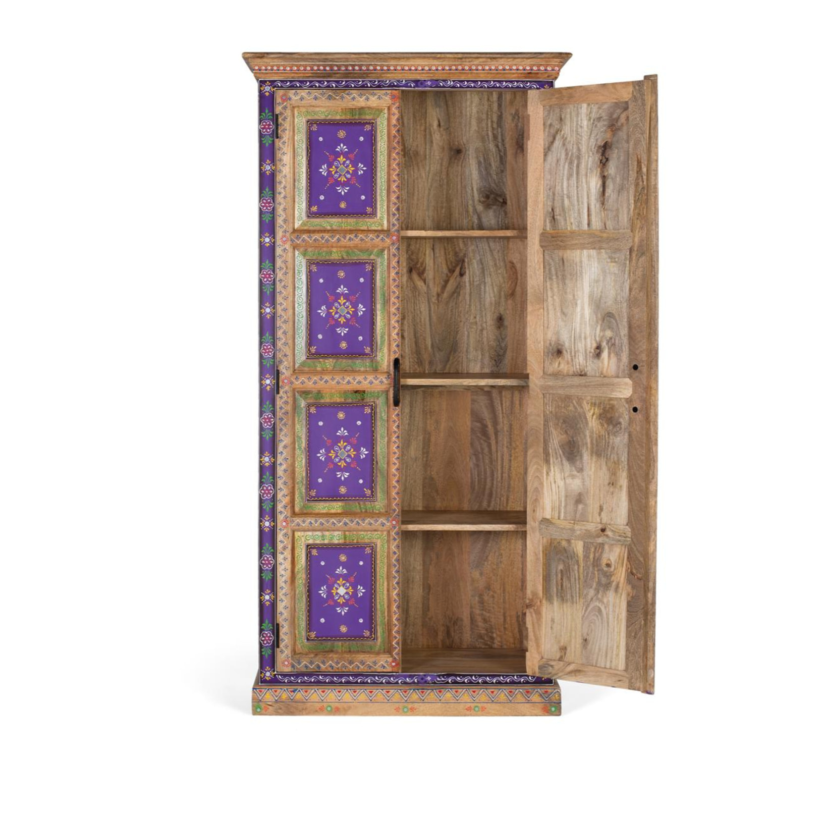 Armario de Madera de Mango 90 Cm Estilo Artesanal Étnico