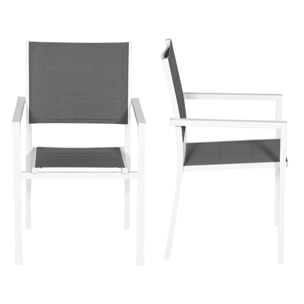 Lot de 6 chaises rembourrées en aluminium blanc - textilène gris