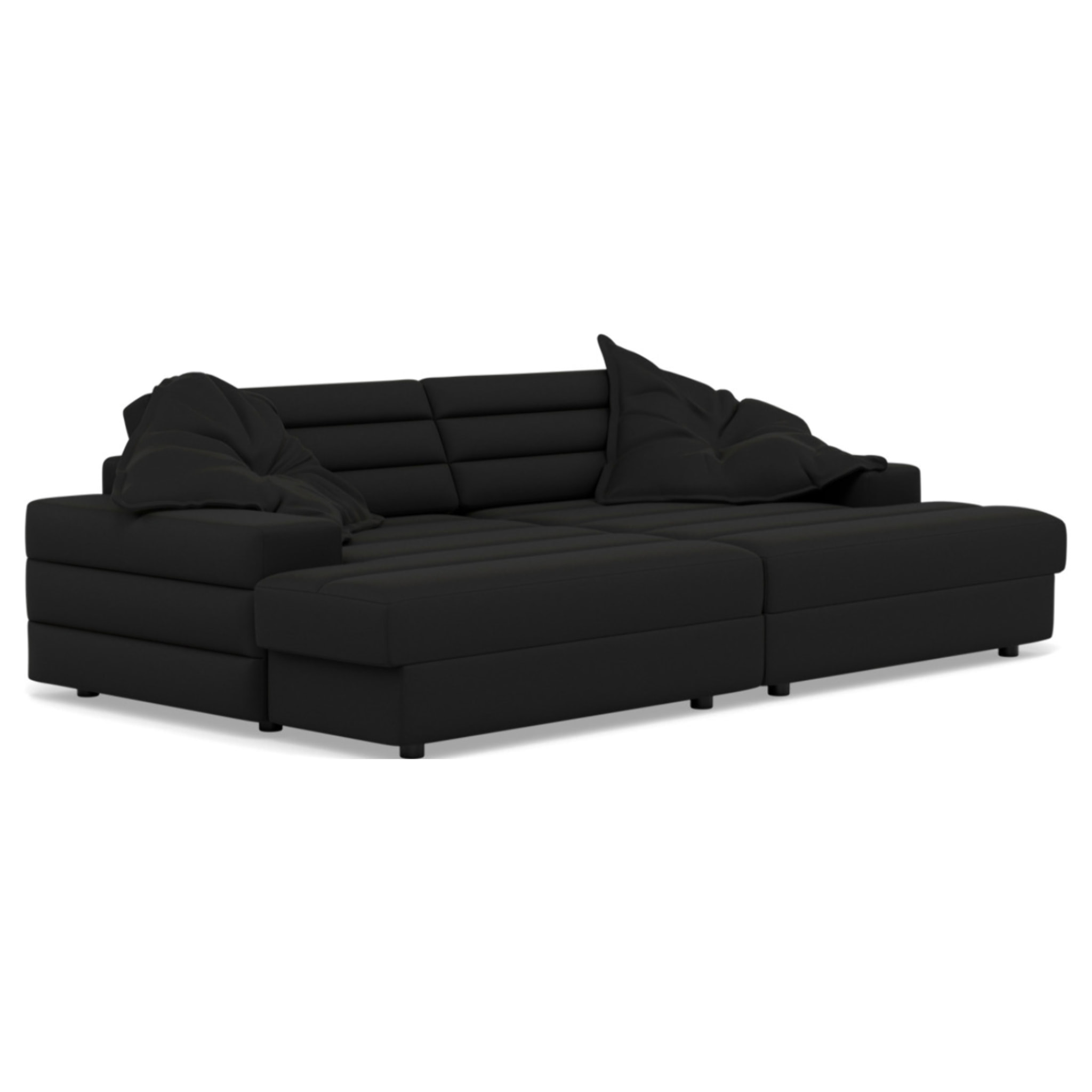 Giulia - canapé droit 4 places double méridienne - assise profonde - en tissu texturé - Noir