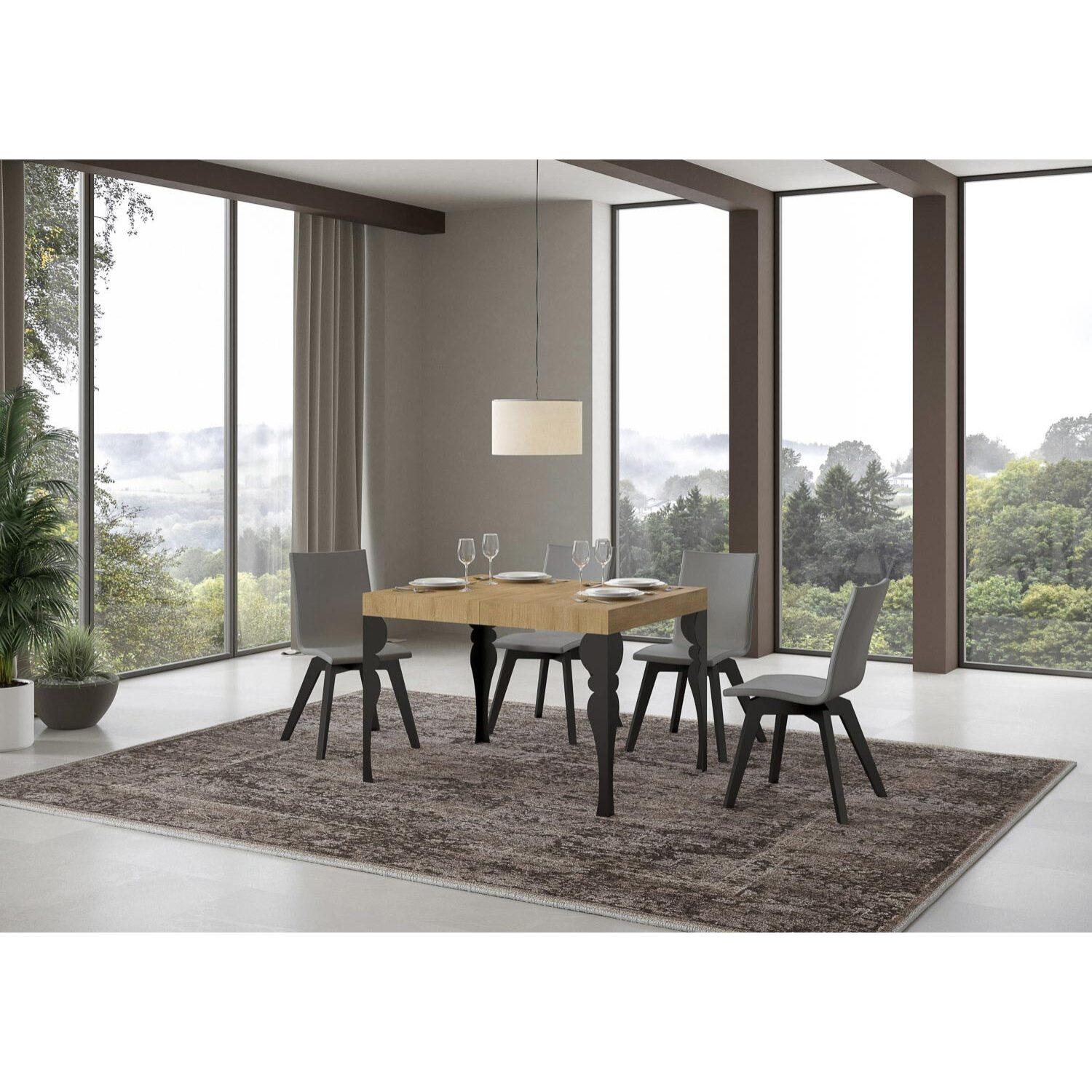 Tavolo allungabile 70x110/194 cm Paxon Quercia Natura telaio Antracite