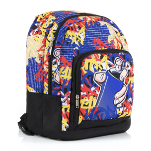 Zaino Teen ''Graffiti R & Y'' - DOPPIO SCOMPARTO - Resistente all'acqua - Misure: 43*32*18