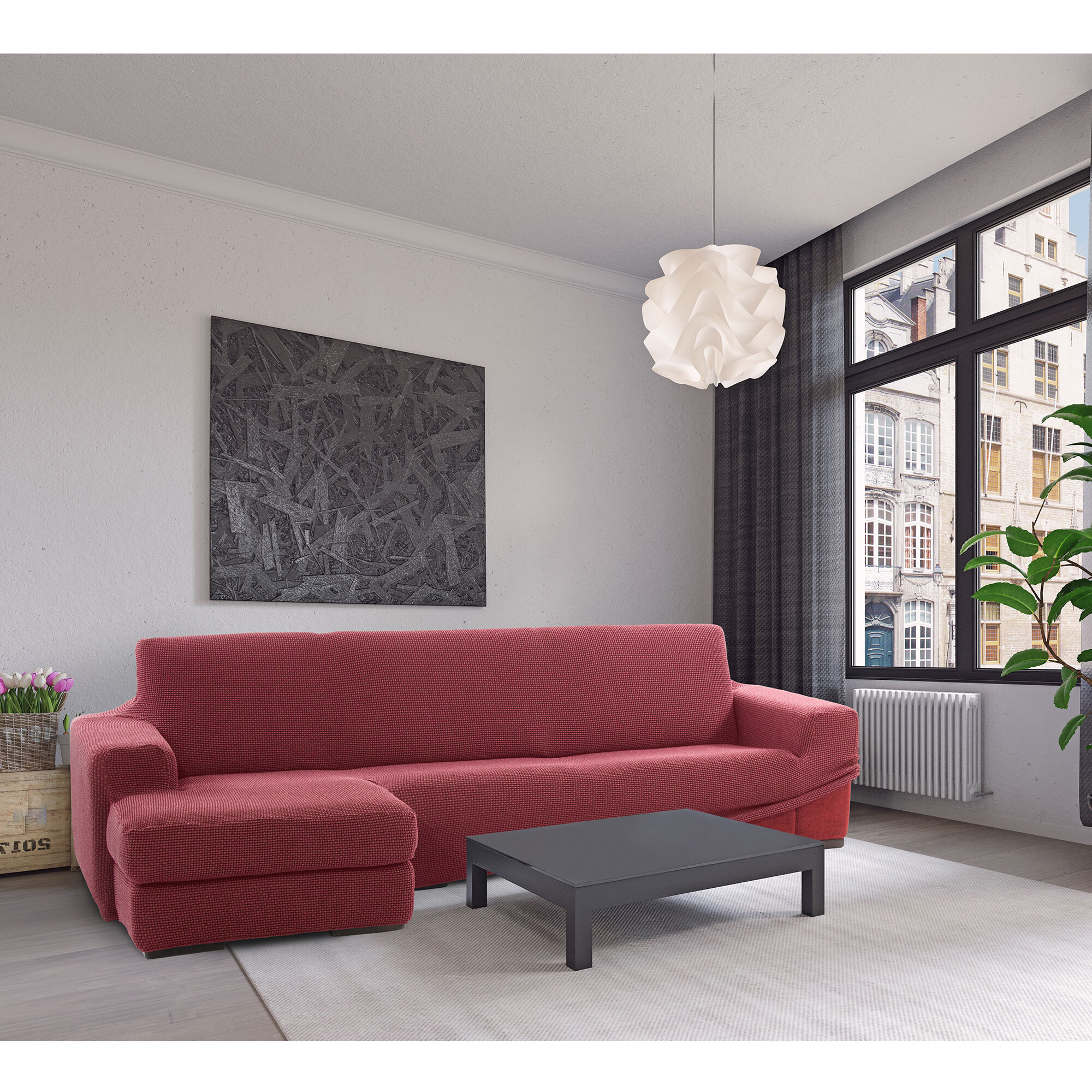 Funda para Chaise Longue izquierdo (visto de frente) brazo corto SÚPER ELÁSTICA modelo HELENA