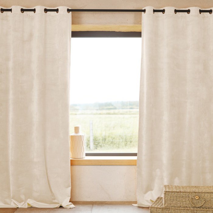 Rideau Ignifugé  M1 en velours premium - Ecru