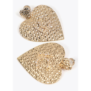 Orecchini cuore testurizzati con logo