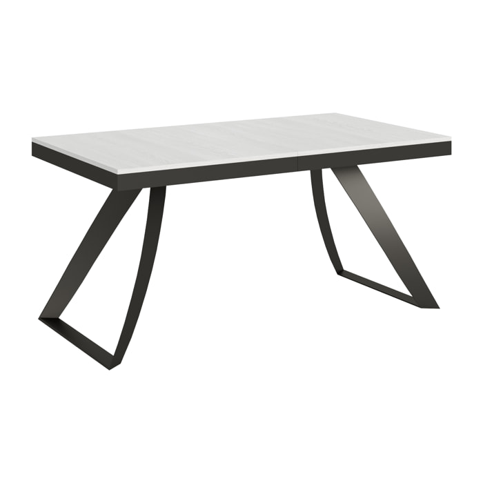 Table extensible 90x160/420 cm Proxy Evolution Frêne Blanc cadre Anthracite