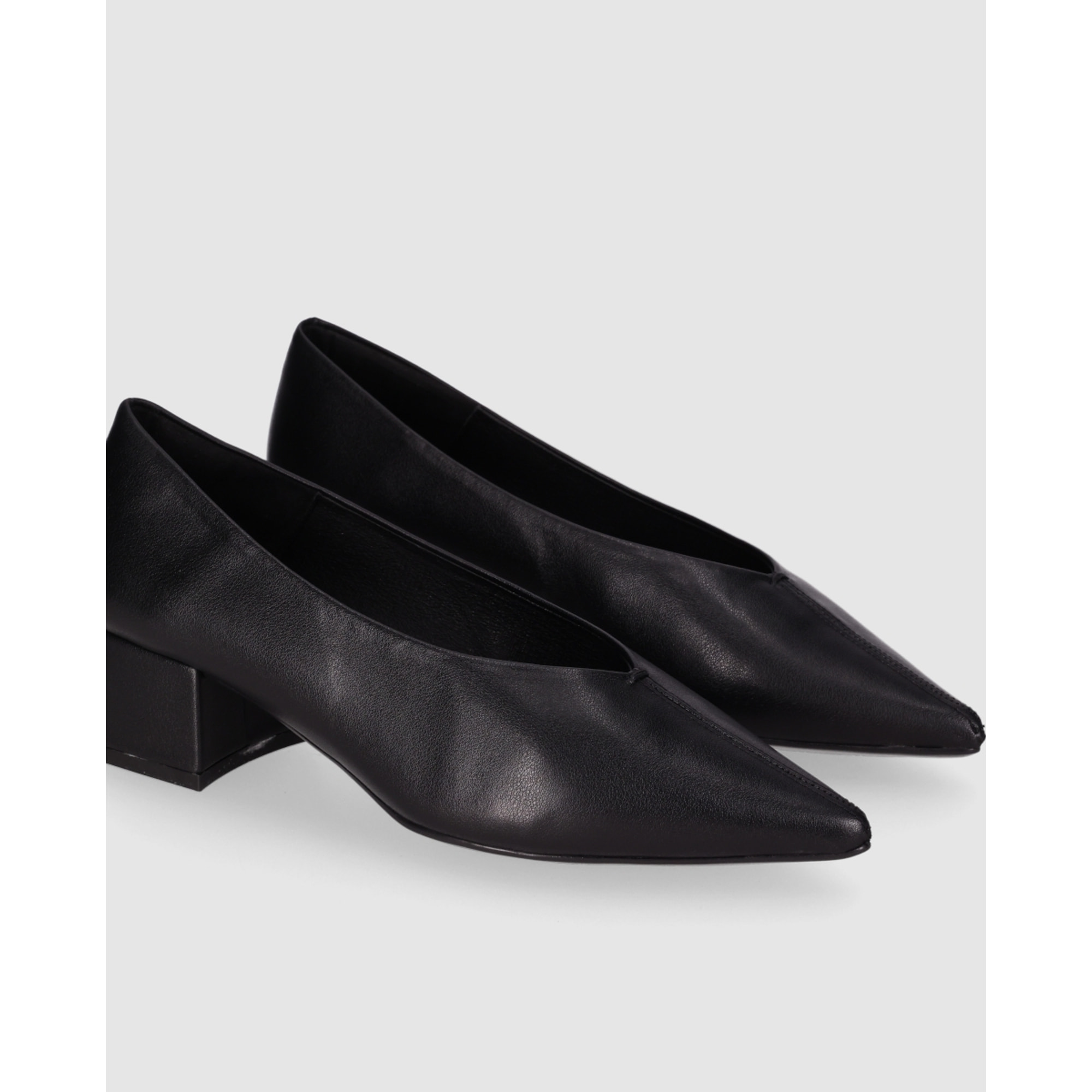 Zapatos de Piel - Negro - Tacón: 5 cm