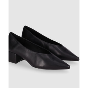 Zapatos de Piel - Negro - Tacón: 5 cm