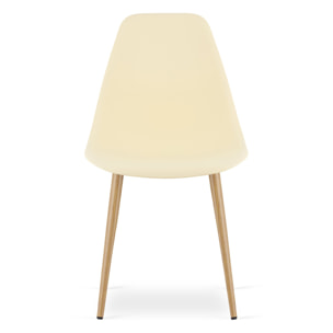 Sedia moderna WAT crema con gambe effetto legno naturale