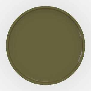 Table d'appoint laquée vert olive en MDF, D40 cm - Nora